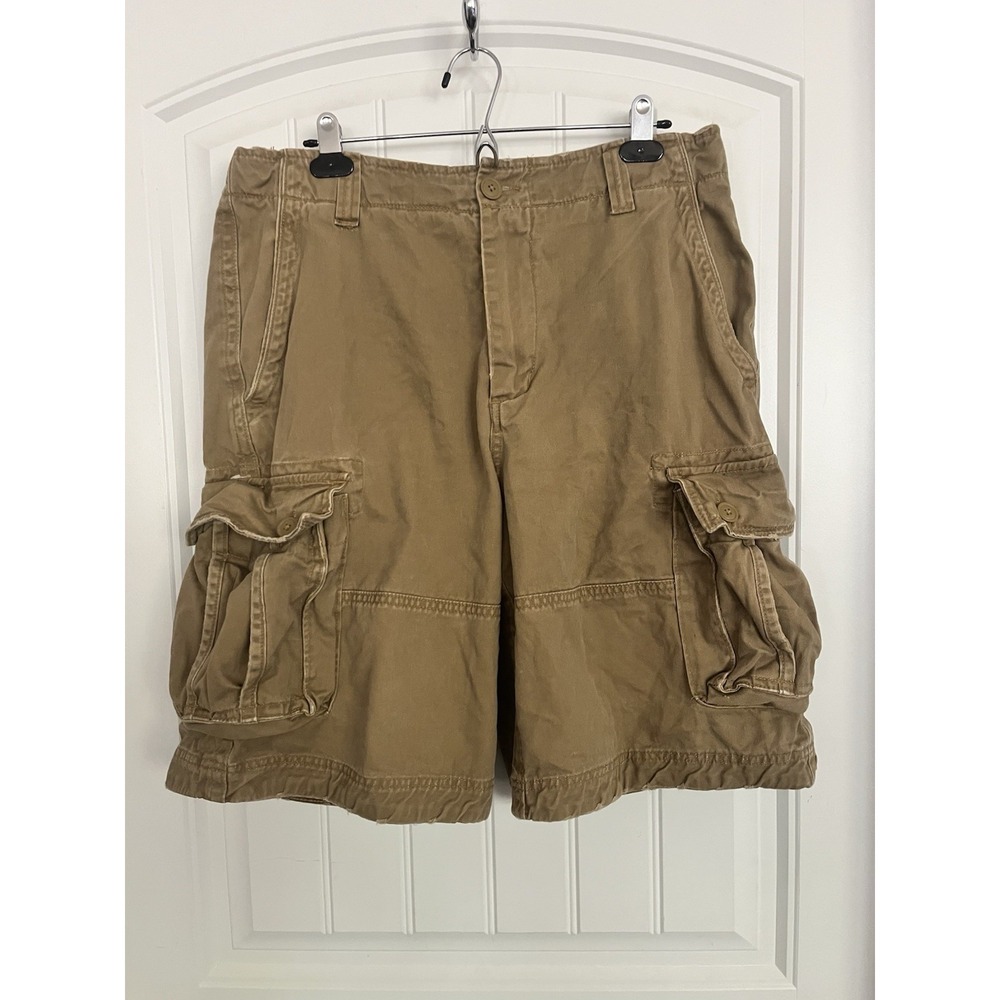 Falls Creek Cargo Shorts Mens 34 Khaki Tan Utility Pockets Hiking Outdoor 736